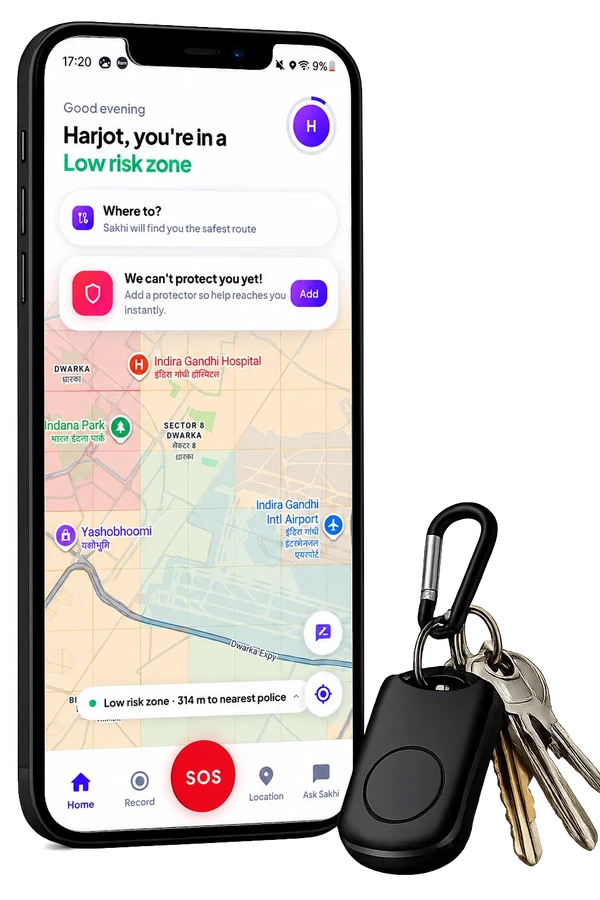 The Sakhi system: app and clip-on device